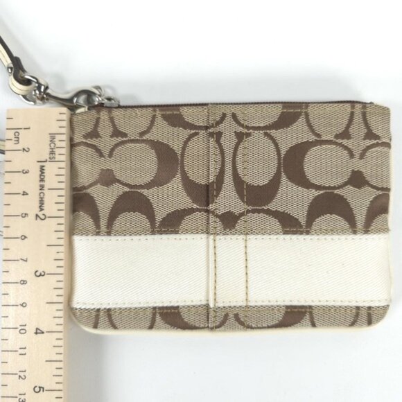 COACH LOGO Signature Brown Beige Wristlet 6X4 Inch - Picture 7 of 10